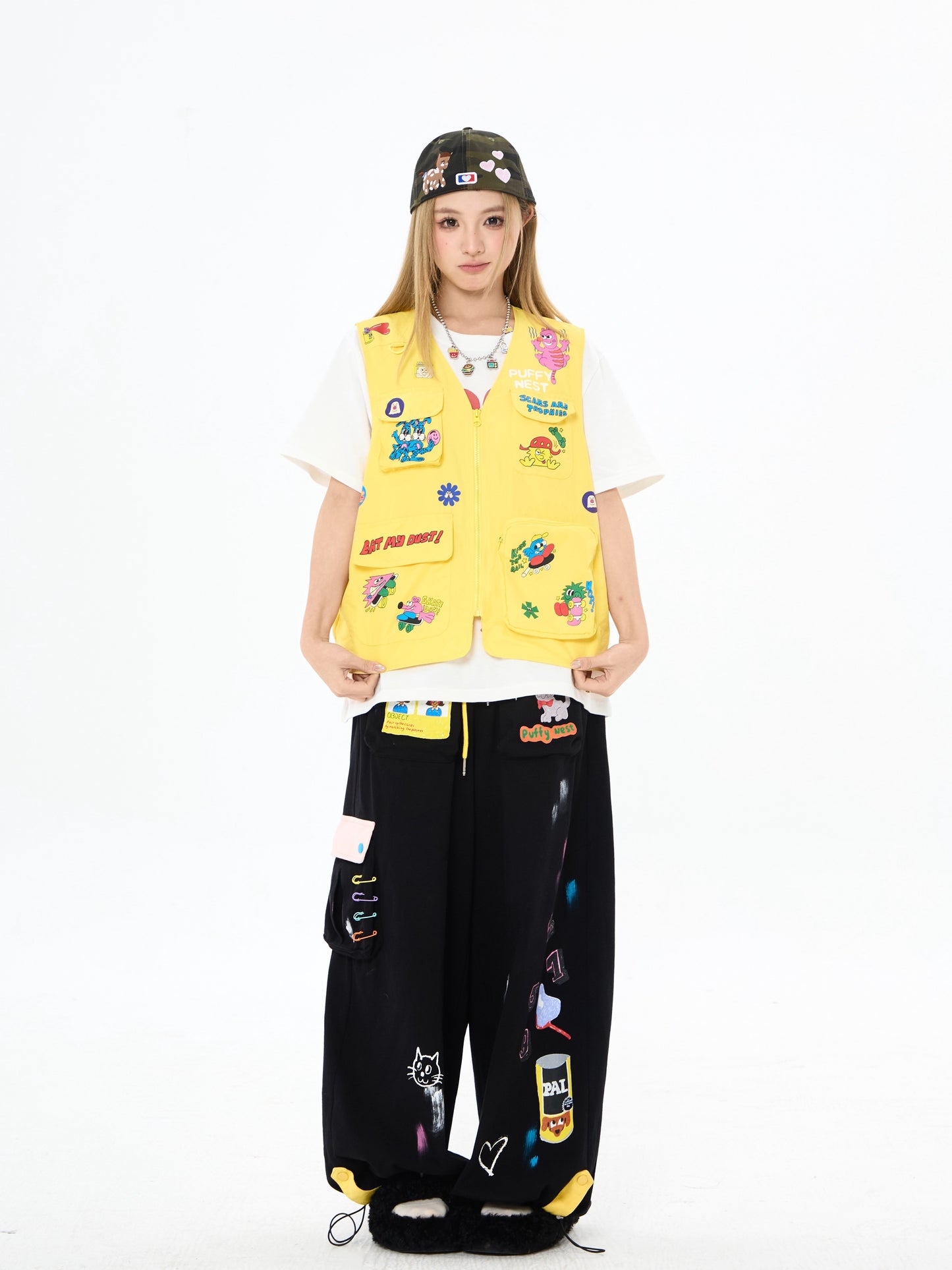 Robootoo - Yellow Cartoon Multi-Pocket Utility Vest vest Robootoo