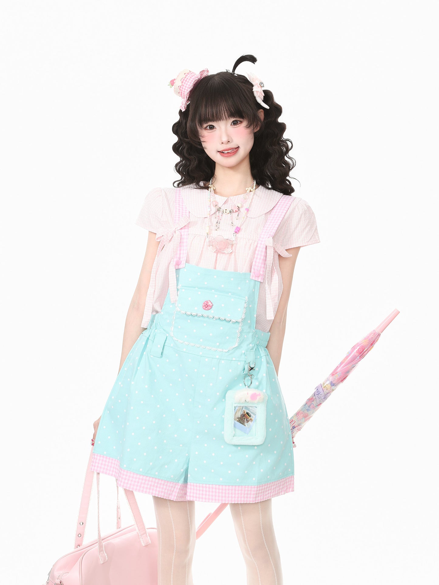 Languid Park - Polka Dot Lace Suspender Shorts overall Languid Park