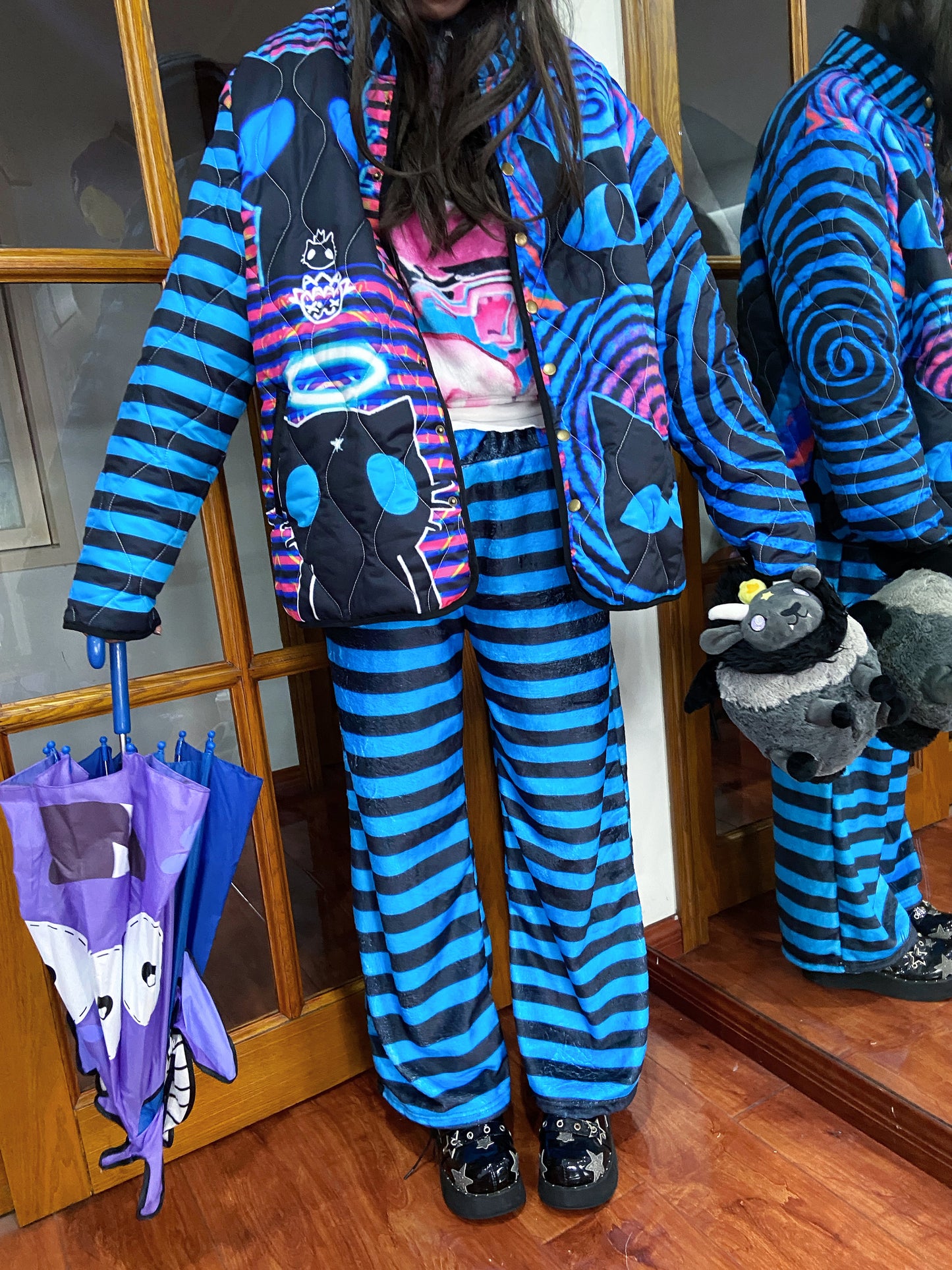 LEERROO - Y2K Subculture Striped Print Pants pants Leerroo