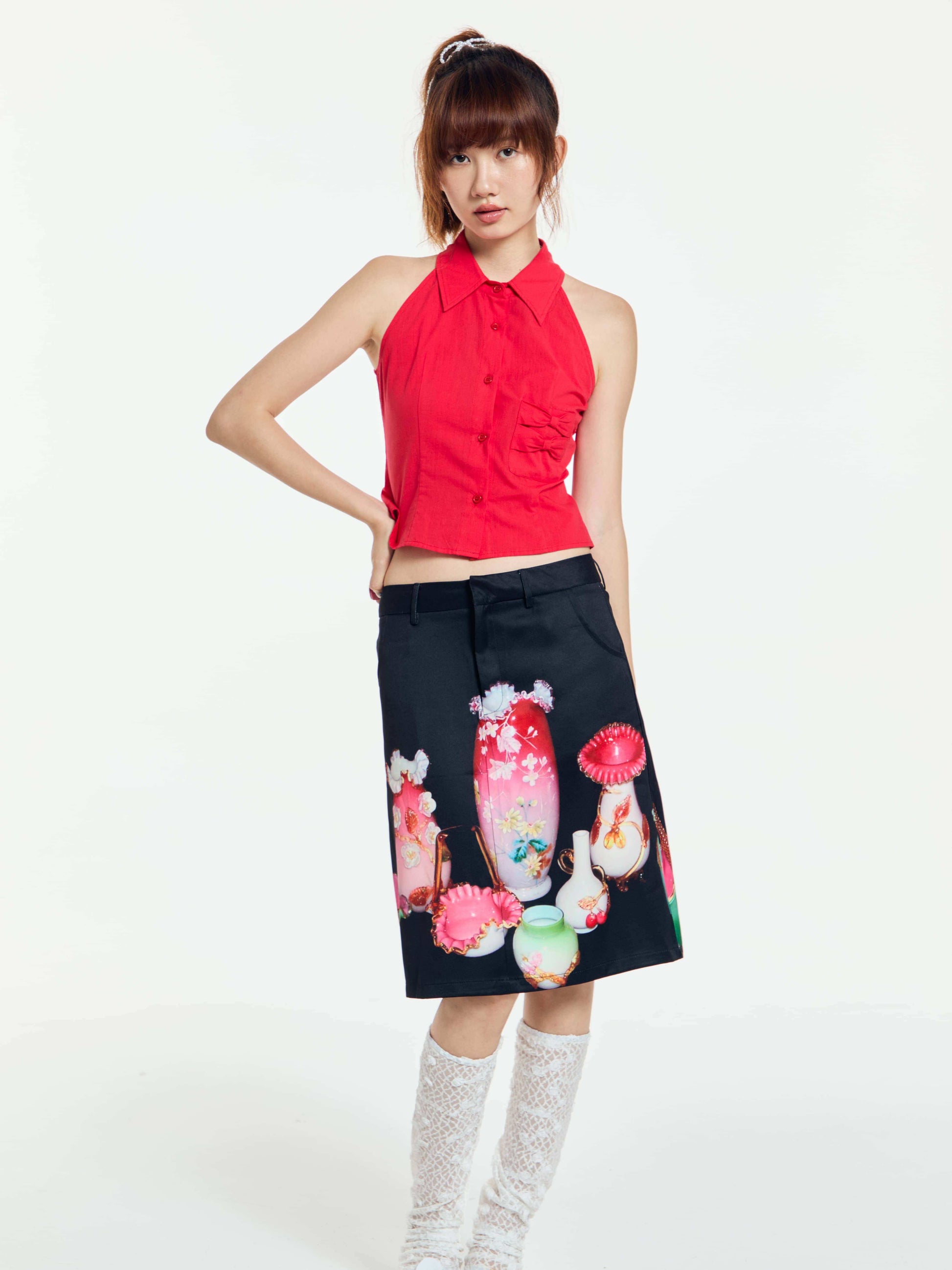 Have a Meal - Vintage Porcelain Midi Skirt skirt have a meal