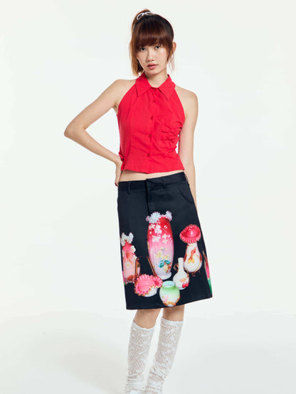 Have a Meal - Vintage Porcelain Midi Skirt skirt have a meal