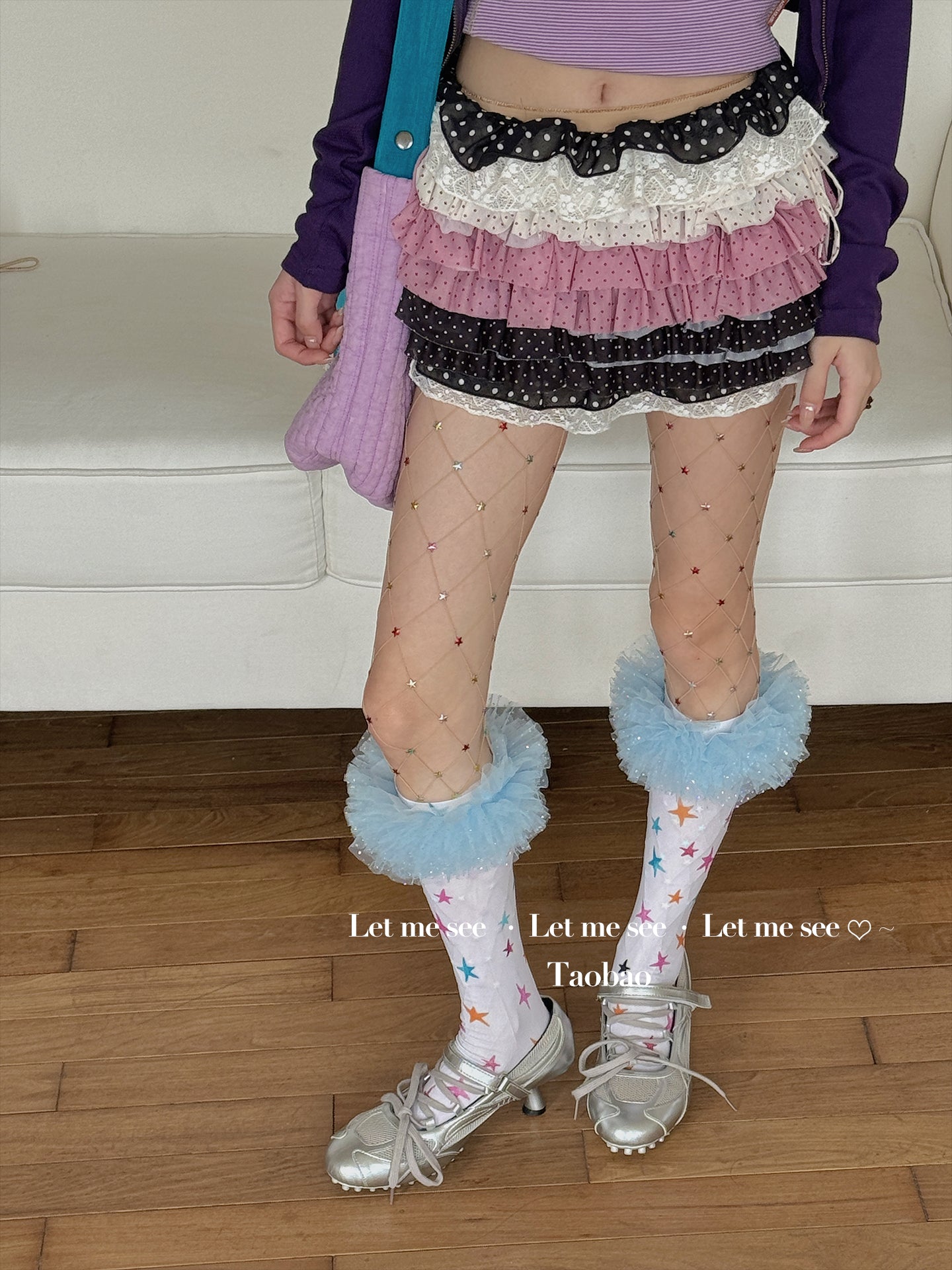 LET ME SEE - Kawaii Colorful Star Velvet Calf Socks socks let me see