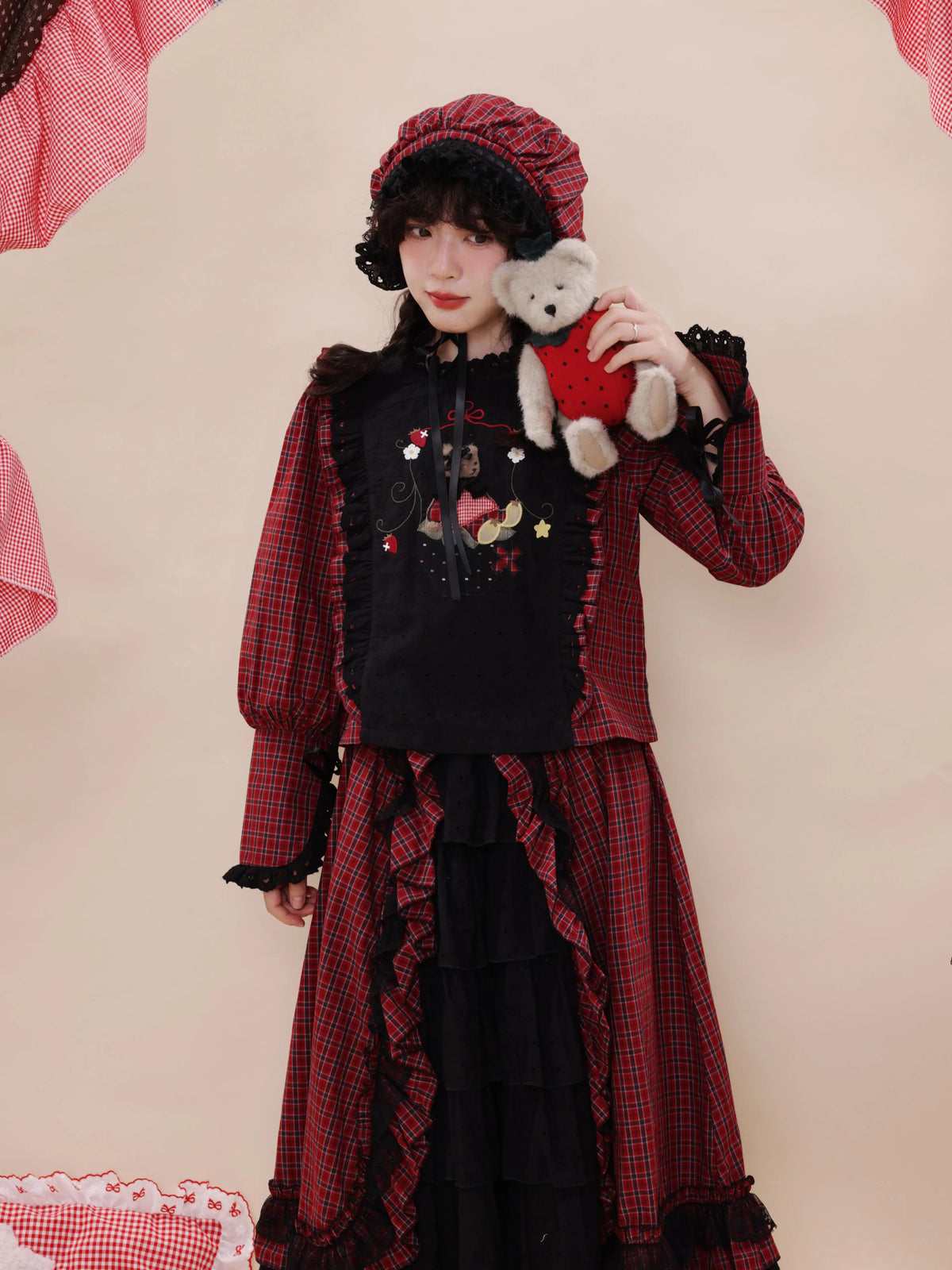 SemenCoicis - Vintage Doll Embroidered Plaid Shirt shirt SemenCoicis