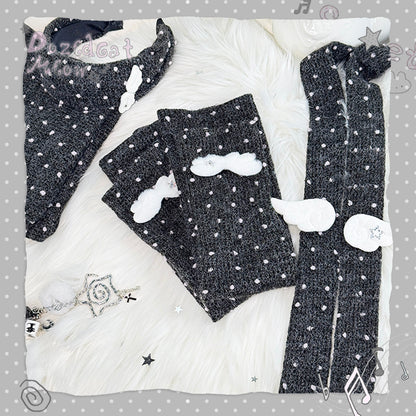 Sleepwalking Cat - Y2K Polka Dot Wing Leg Warmers