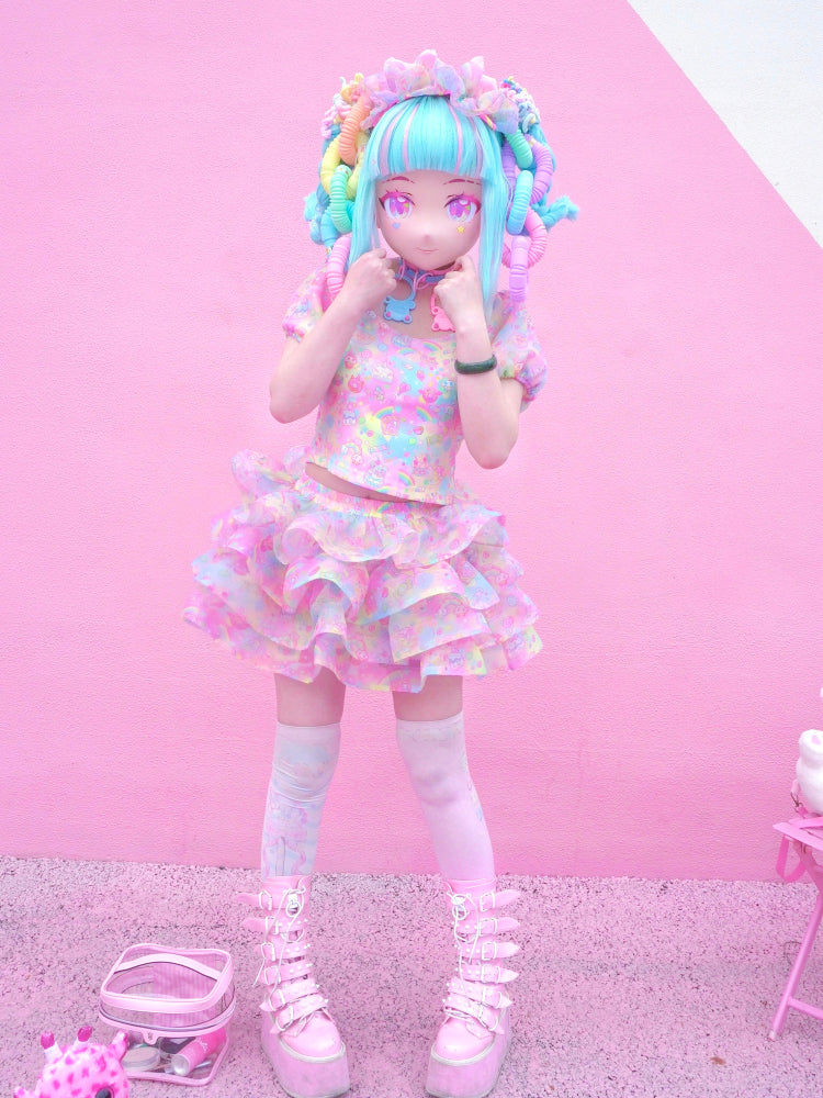 Dream Bubble Decora Outfit | Harajuku Macaron Tulle Skirt Set set Dream Bubble