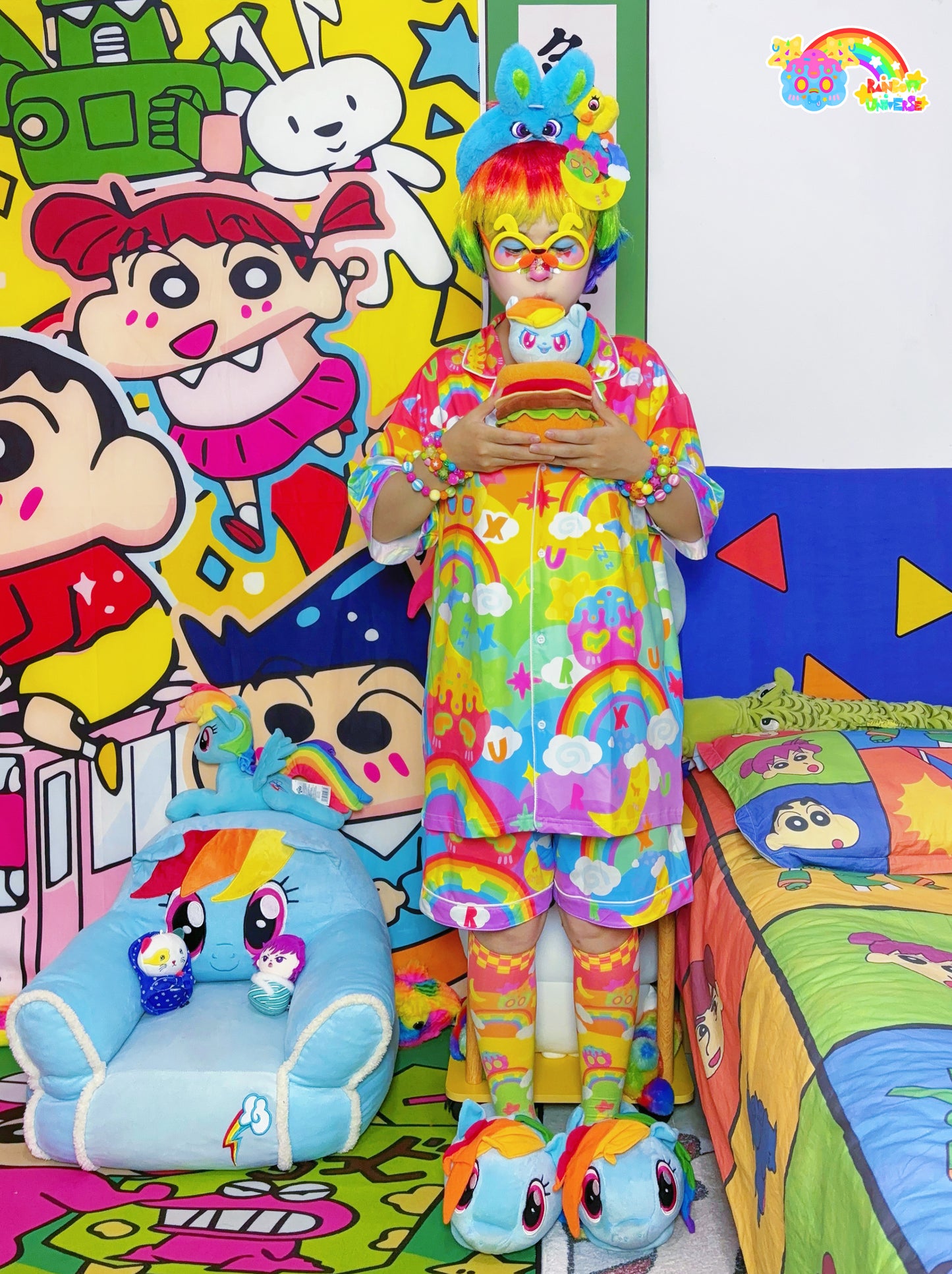 Rainbow Universe RUX – Decora Kei Pastel Milk Silk Loungewear Pajama Set pajama Rainbow Universe RUX