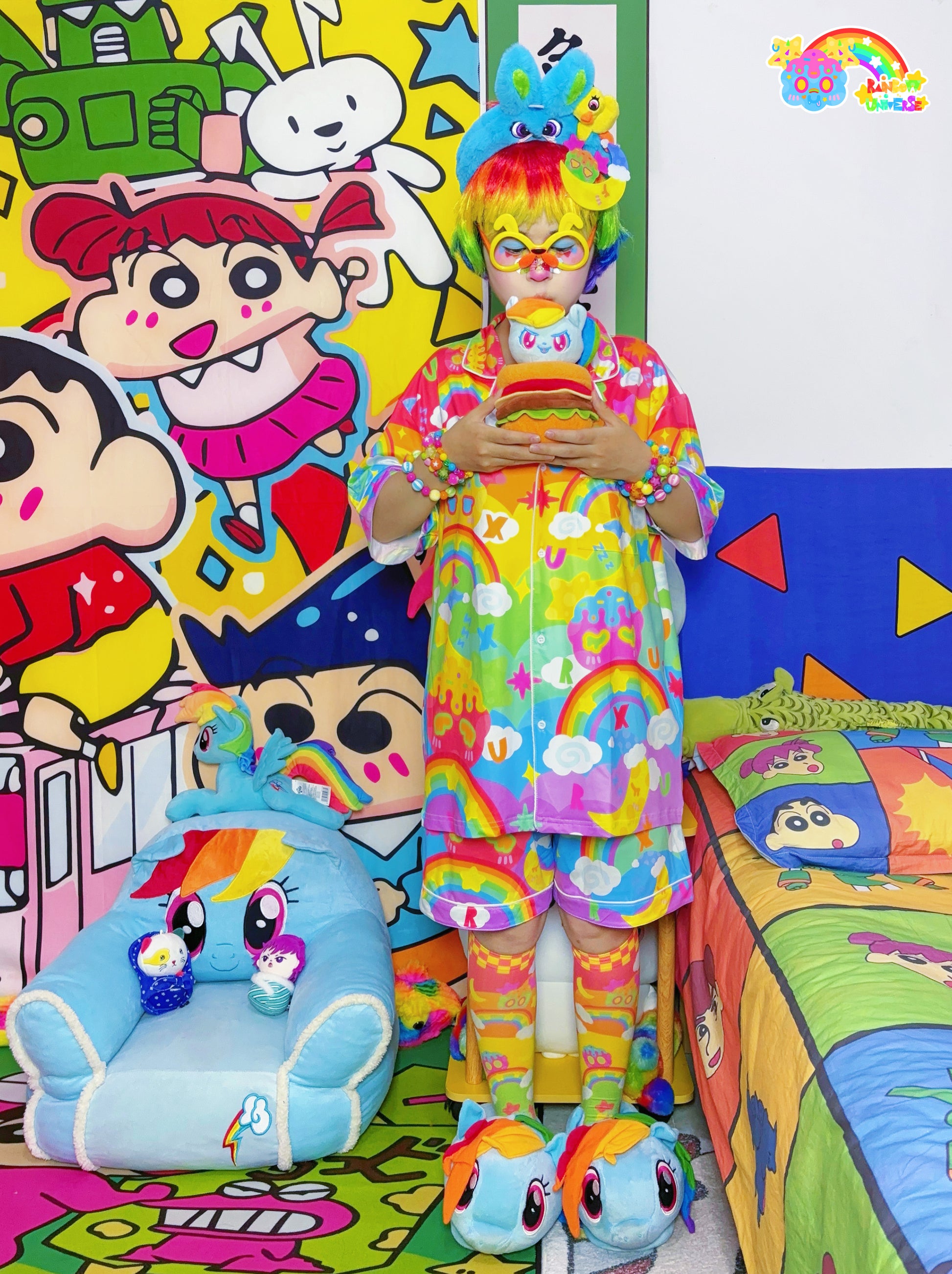 Rainbow Universe RUX – Decora Kei Pastel Milk Silk Loungewear Pajama Set pajama Rainbow Universe RUX