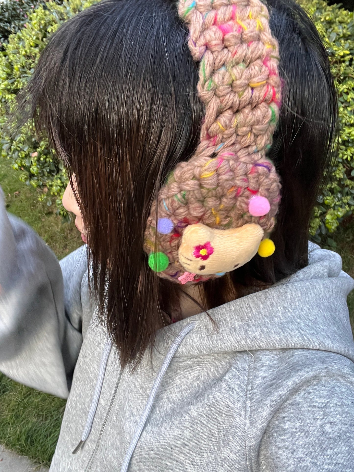 Corner Party - Kawaii Knit Kitty Earmuffs ear cover Corner Party Brown