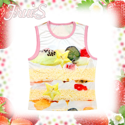 FRUITS - Strawberry Cake Print Tank Top camisole Fruits Fruits Cake S