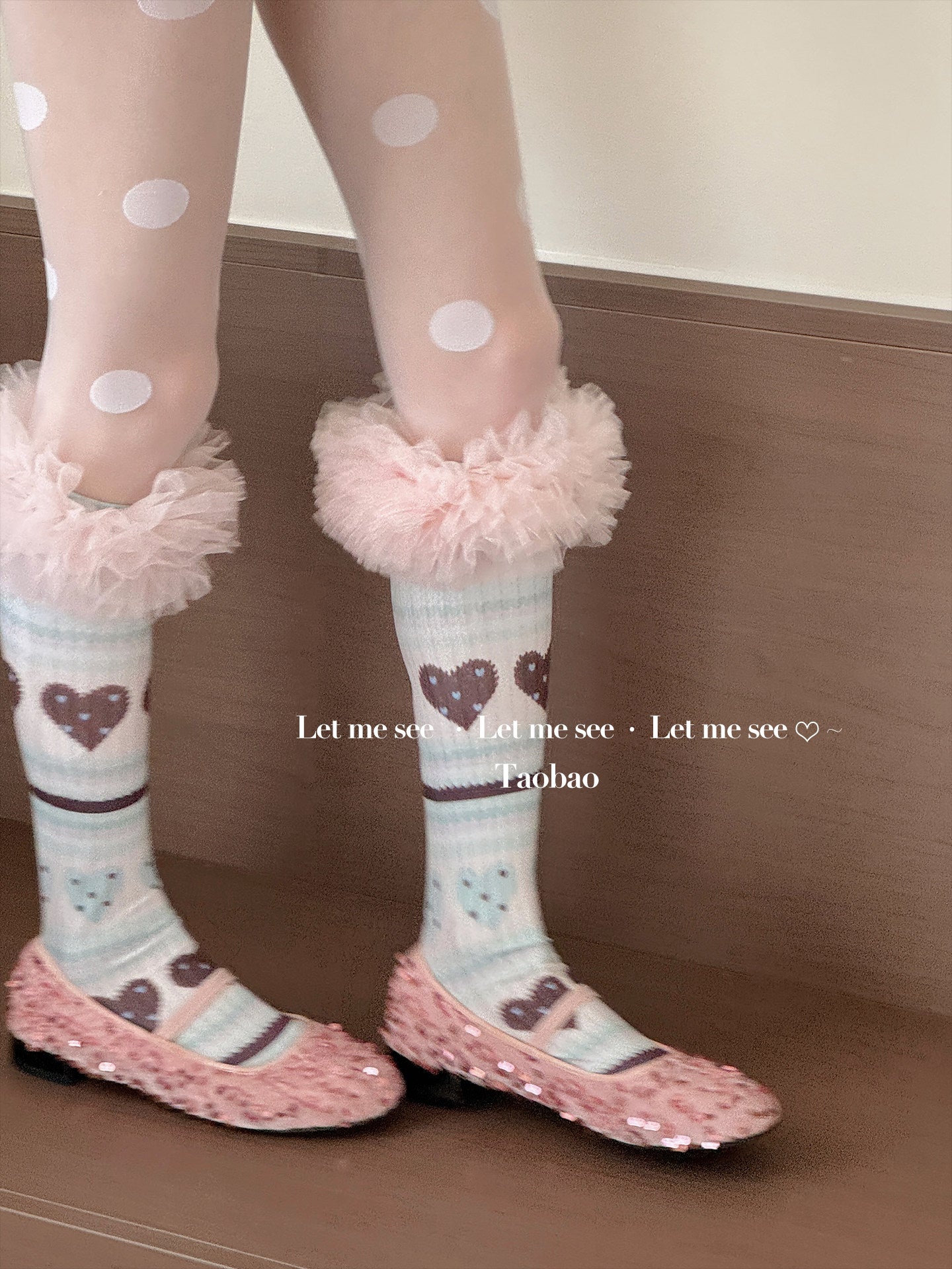 LET ME SEE - Heart Polka Dot Lace Socks socks let me see