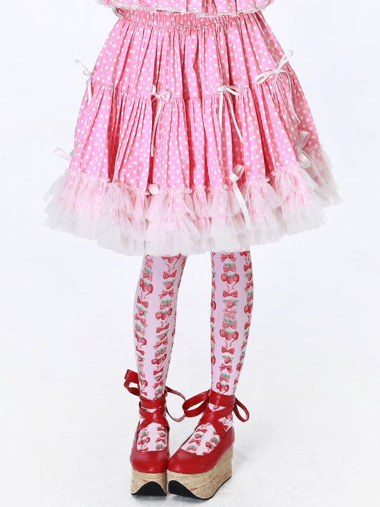 SOS MEME CLUB - Showa Pink Polka Dot Skirt skirt SOS MEME CLUB