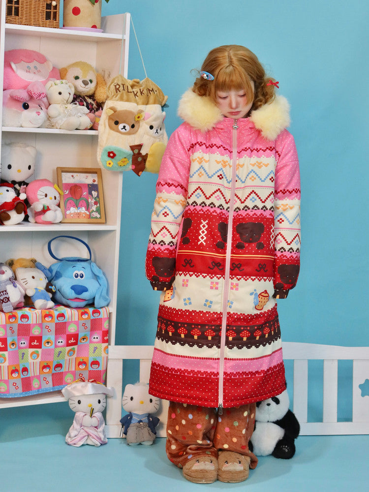 Lulululu - Fair Isle Bear Puffer Coat coat LULULULU