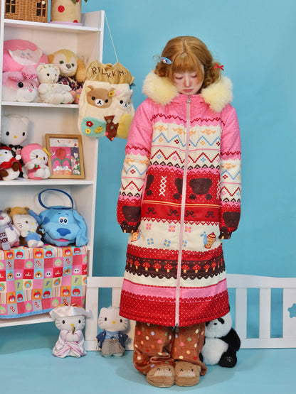 Lulululu - Fair Isle Bear Puffer Coat coat LULULULU