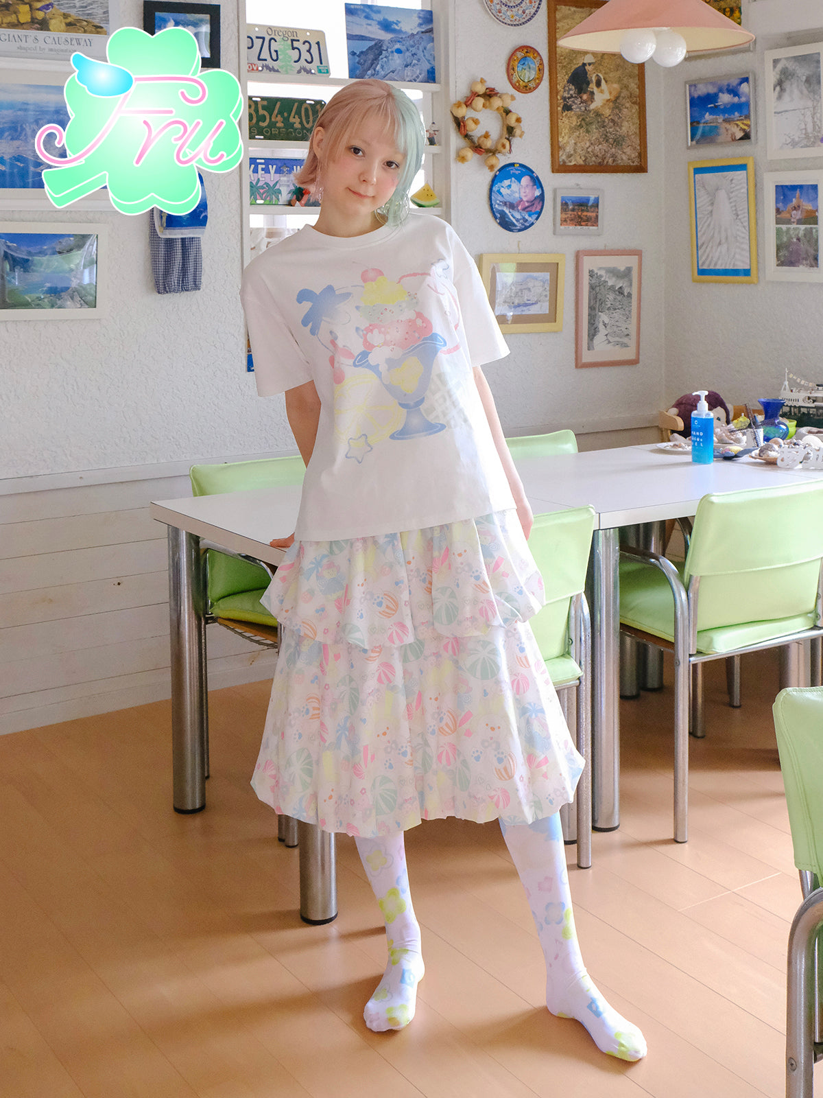 frufru Candy Print Skirt | Sweet Girl Tulip A-Line Skirt skirt Land Decora