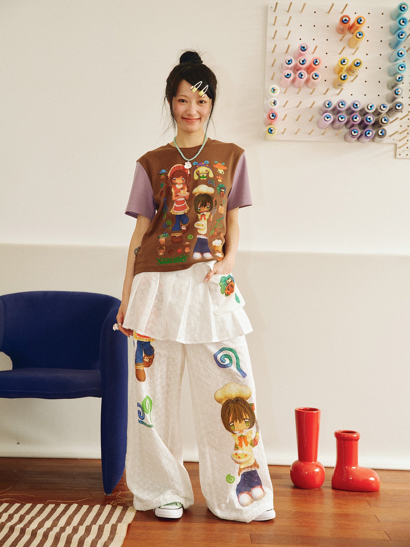 Have a Meal - Embroidered Skirt Pants pants have a meal