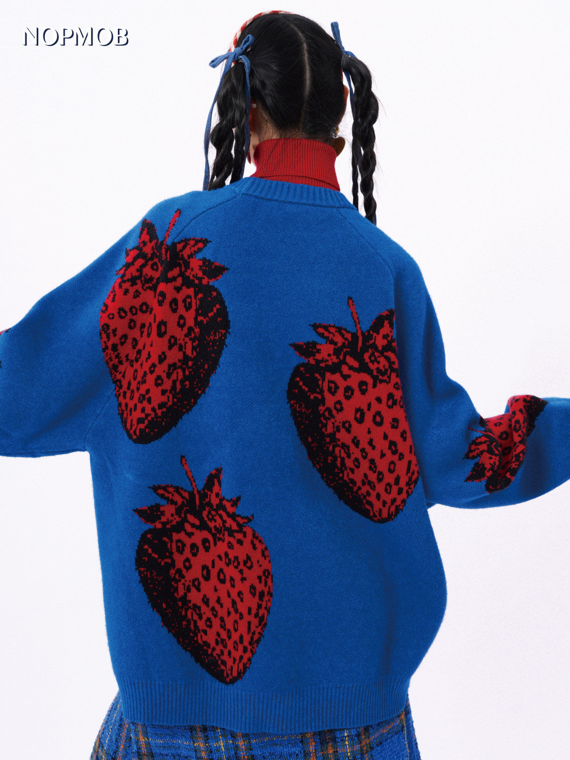 NOPMOB - Decora Kei Blue Strawberry Knit Sweater sweater NOPMOB