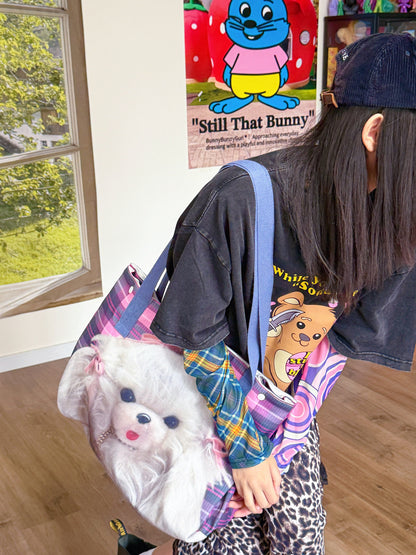 bunnybunnygun - Plaid Canvas Tote Bag bag bunnybunnygun