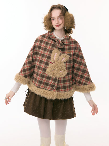 ziziFei - Girly Kei Bunny Plaid Cape Coat cape ziziFei