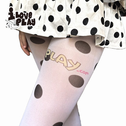 Loveplay - Y2K Velvet Tights Blue Polka Dot Print tights loveplay