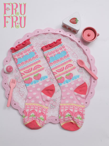 frufru - Strawberry Cake Print Socks sock frufru