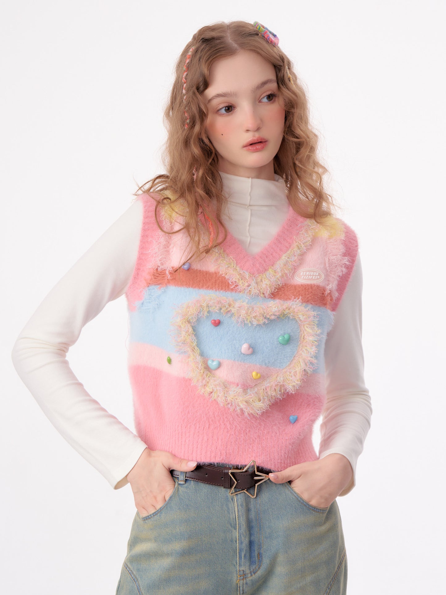 ziziFei - Girly Kei Heart Knit Vest vest ziziFei