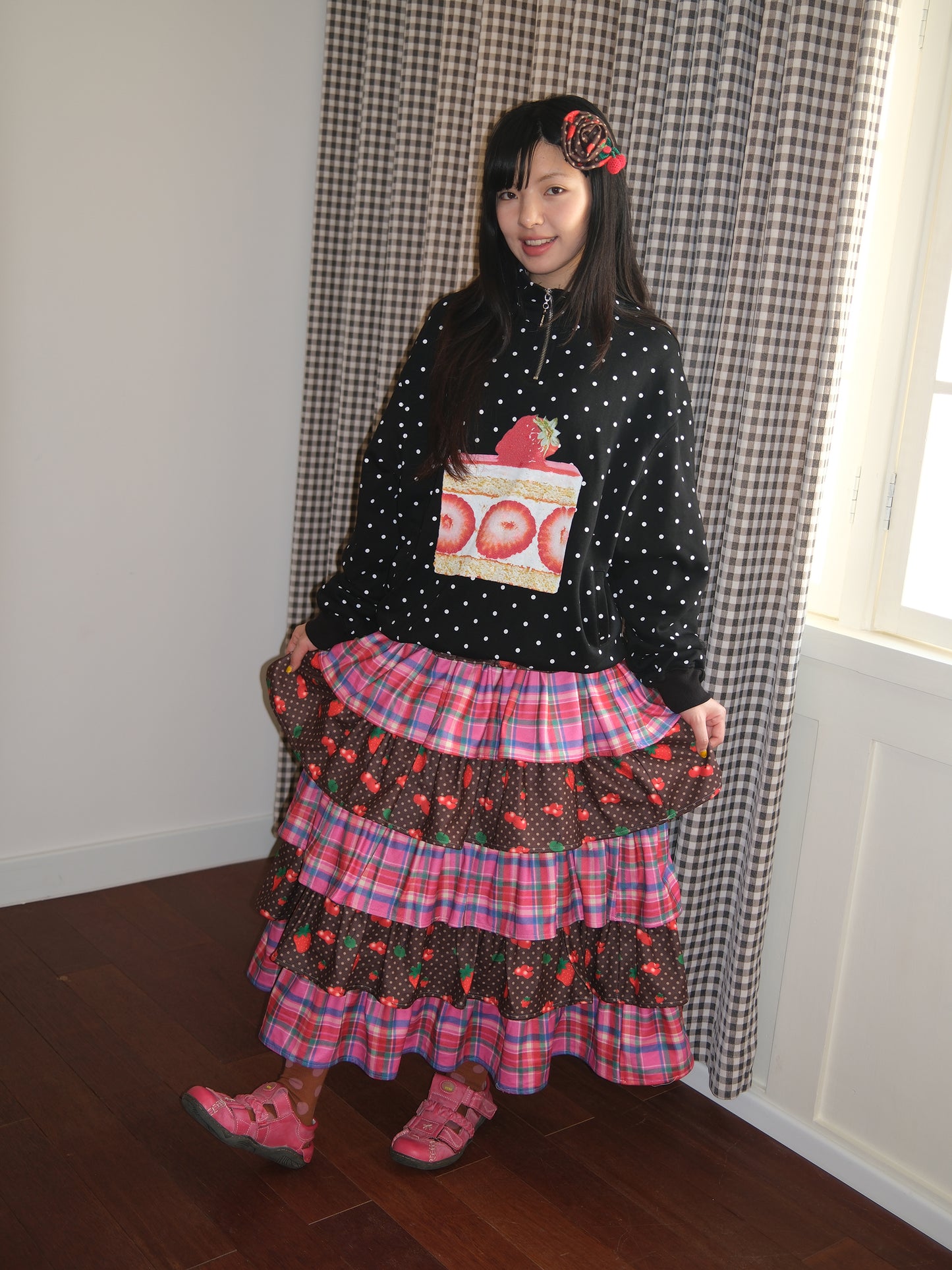FRUITS - Kawaii Layered Plaid Cake Skirt skirt Fruits