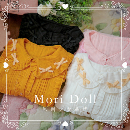 Mori Doll - Bunny Ear Cotton Blouse with Pleats shirt Mori Doll