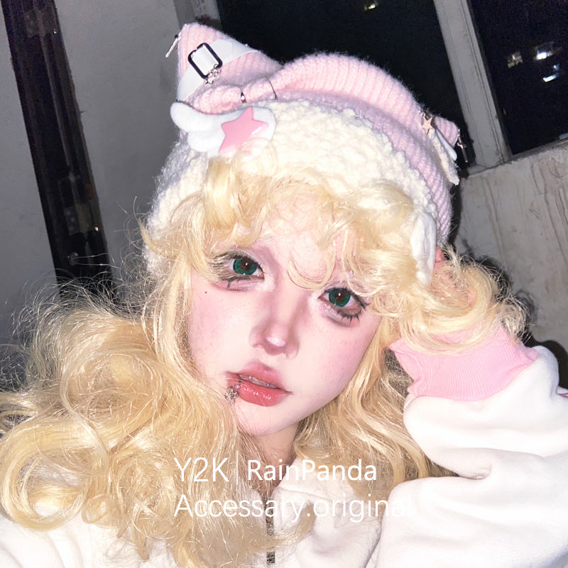 Floating Dream - Kawaii Y2K Angel Wing Cat Ear Beanie hat Floating Dream