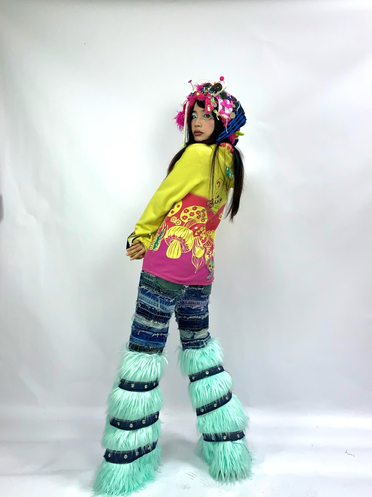 SaraPhines - Blue Furry Remake Denim Pants pants SaraPhines