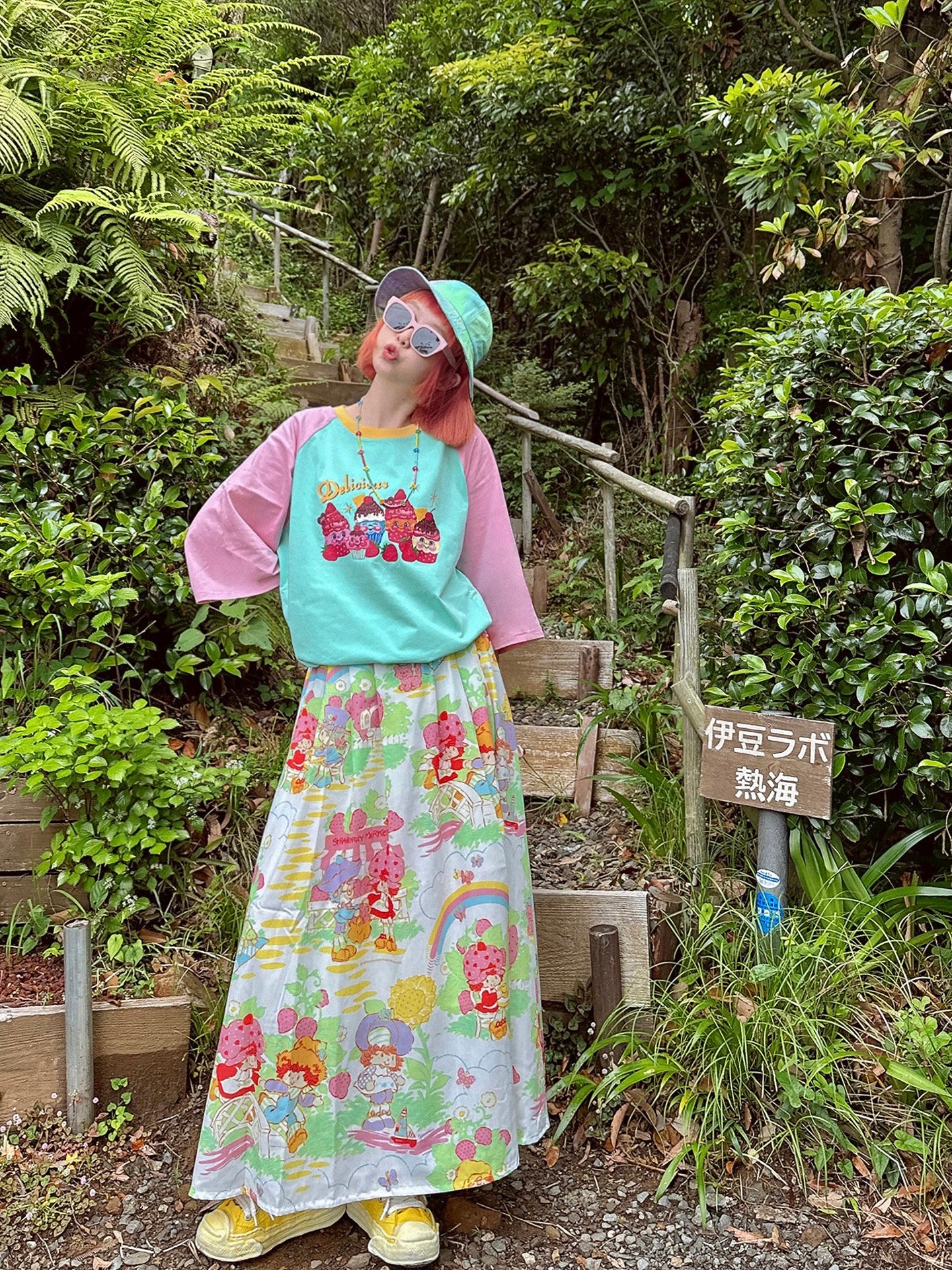 made in zzz 日系清新童趣可爱印花百褶半身裙 skirt made in zzz