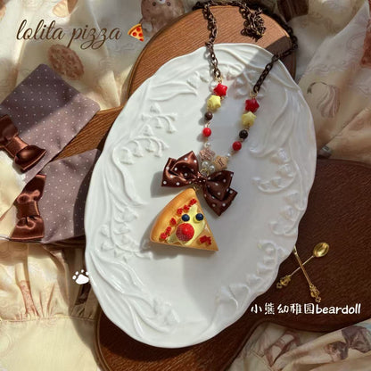 Bear Doll - Pizza Beaded Statement Necklace