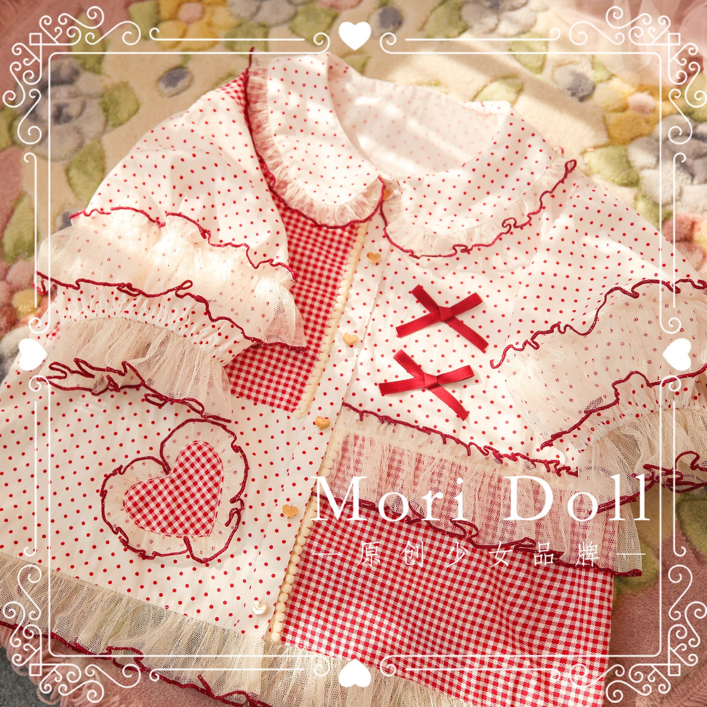 Mori Doll – Polka Dot Patchwork Blouse shirt Mori Doll