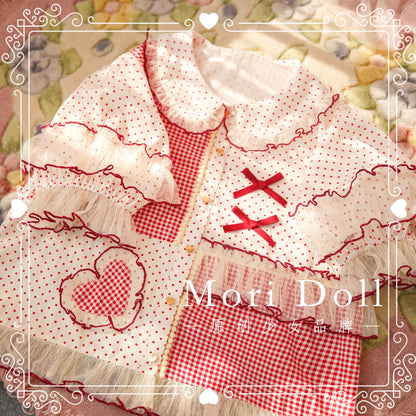 Mori Doll – Polka Dot Patchwork Blouse shirt Mori Doll