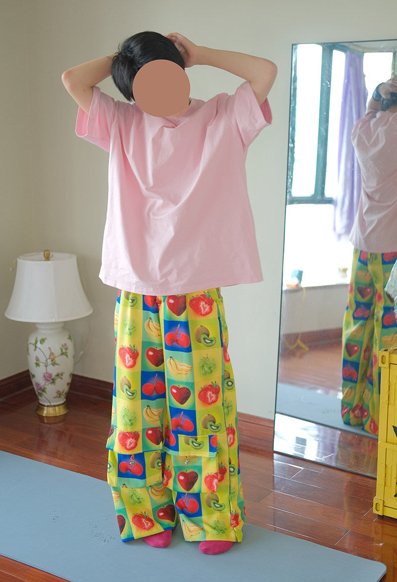 No Blue Today - Fruit Print Wide Leg Pants pants No Blue Today