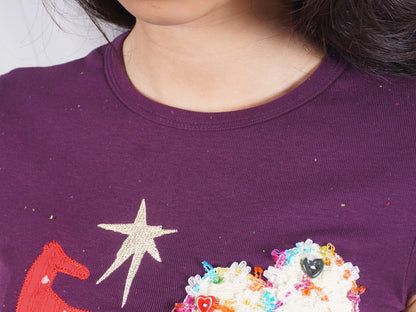 Allbubble - Handmade Pony Embroidery Vintage T-Shirt shirt Allbubble