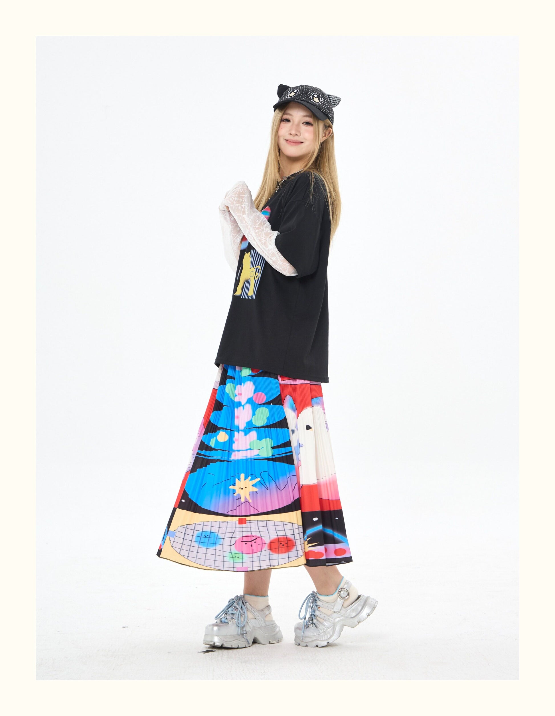 Robootoo - Black Lace Layered Long Sleeve T-Shirt tshirt Robootoo