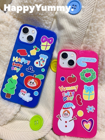 HappyYummy Original "Gift" Solid Color Full-Edge Jelly Case for iPhone - Harajuku Style