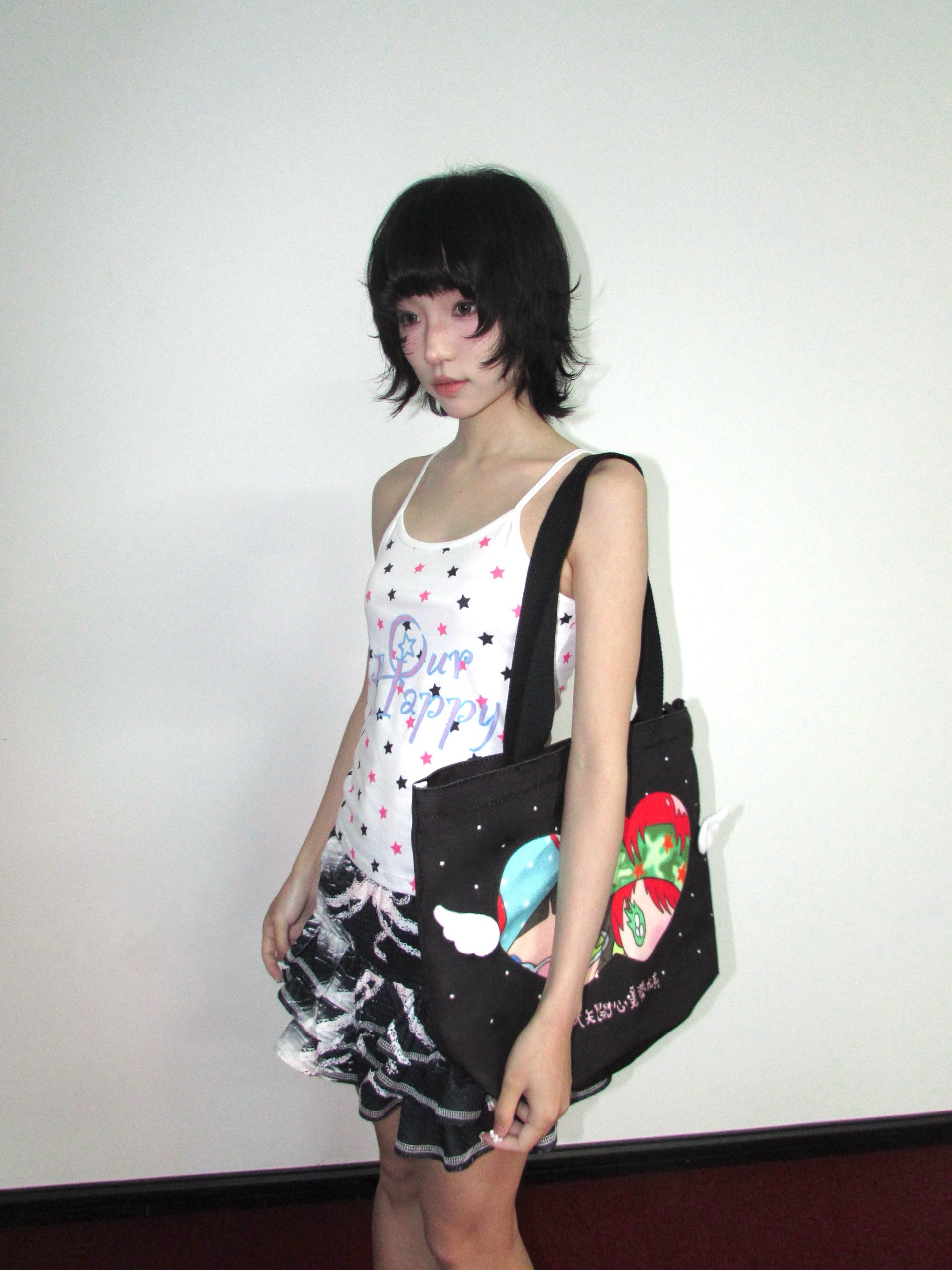 OurHappy Canvas Tote | Polka Dot Black Bag bag Our Happy