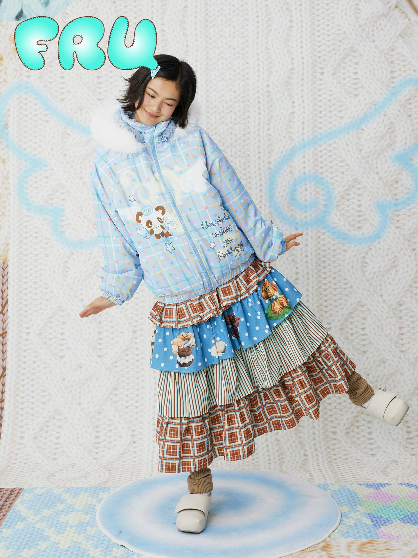 frufru - Kawaii Chocolate Cake Printed Skirt skirt frufru