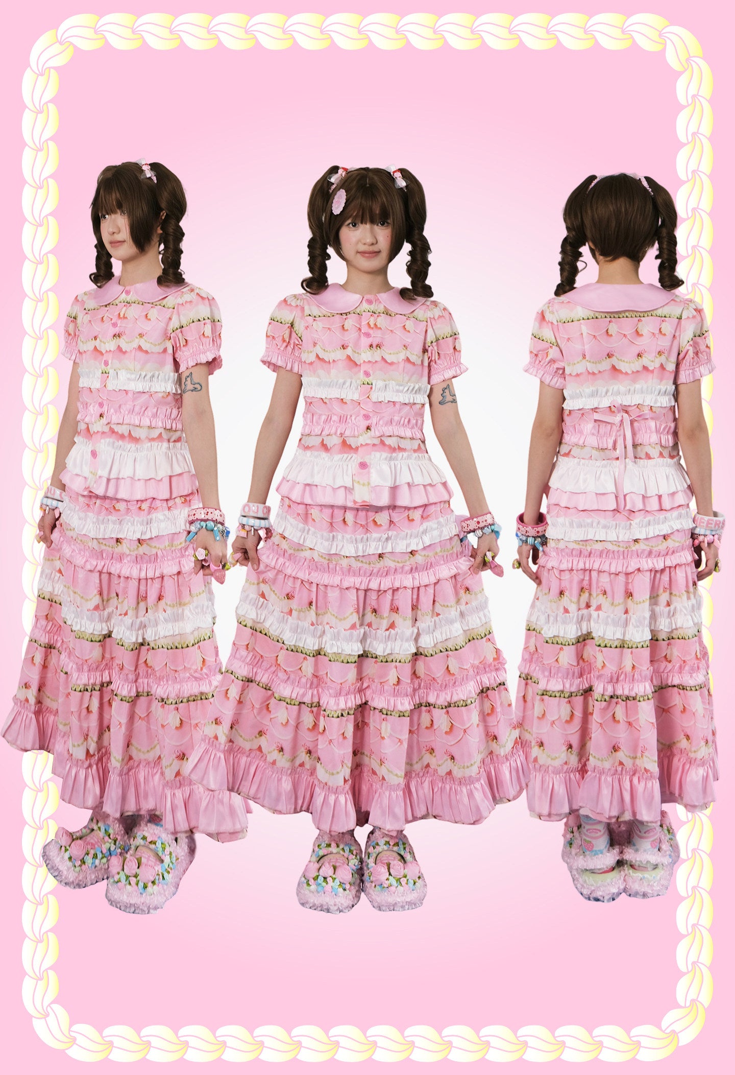 frufru - Vintage Cake Print Doll Collar Set set frufru
