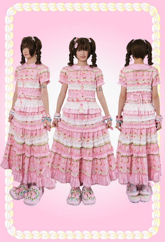 frufru - Vintage Cake Print Doll Collar Set set frufru