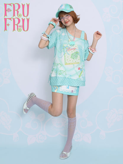 frufru - Lucky Clover Mint Green Oversized Tee tshirt frufru