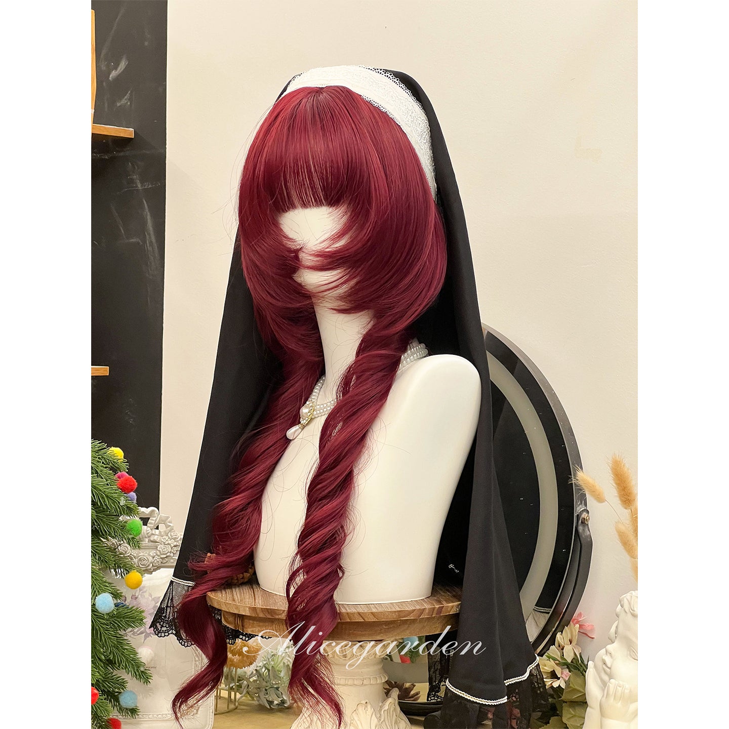 Alice Garden - Burgundy Long Curly Wig wig Alice Garden