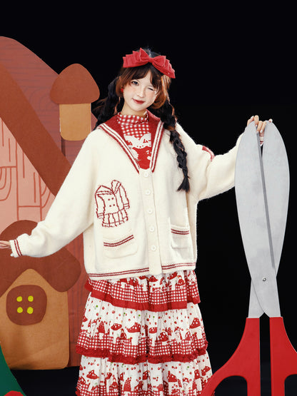 Meugler - Kawaii Knit Cardigan Sailor Collar Scissor Sweater cardigan Meugler