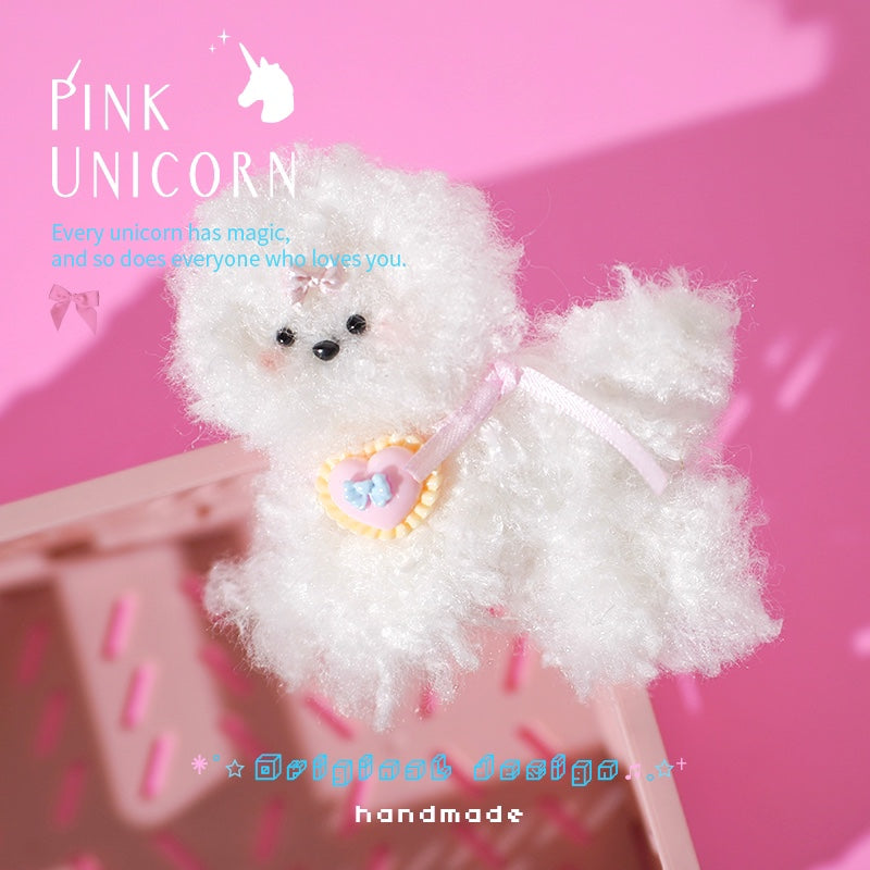 Pink Unicorn - Kawaii Fluffy Dog Hair Clip hair clip pink unicorn