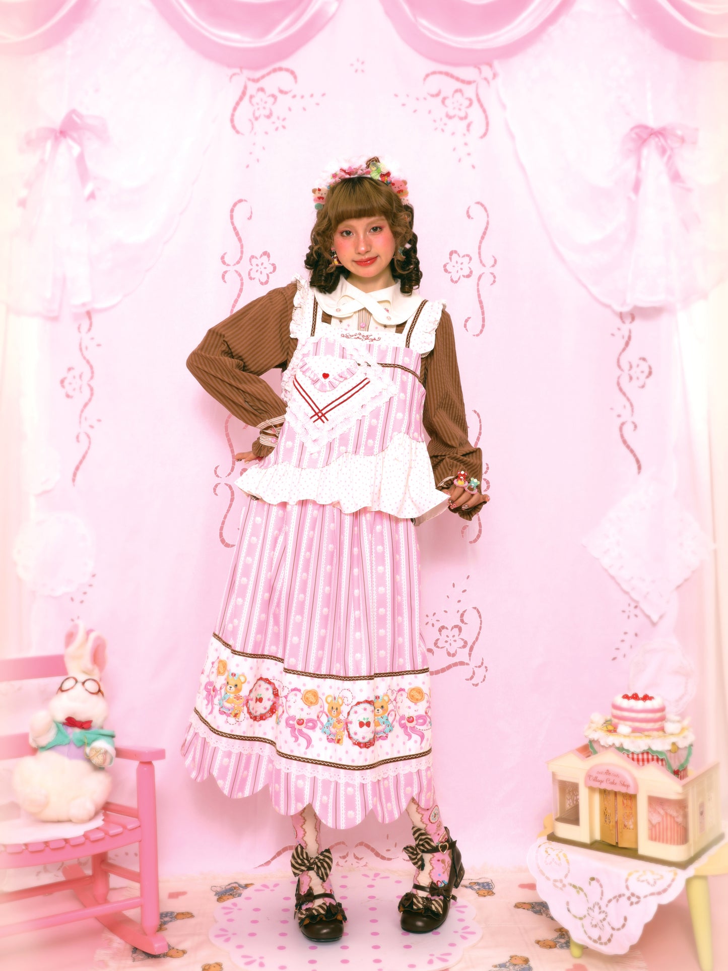 Lutra Jump - Kawaii Pink Polka Dot Stripe Camisole camisole Lutra Jump