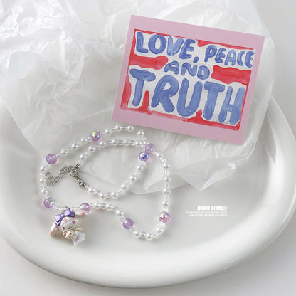 DuoXi - Purple Melody Bunny Bead Necklace necklace DuoXi