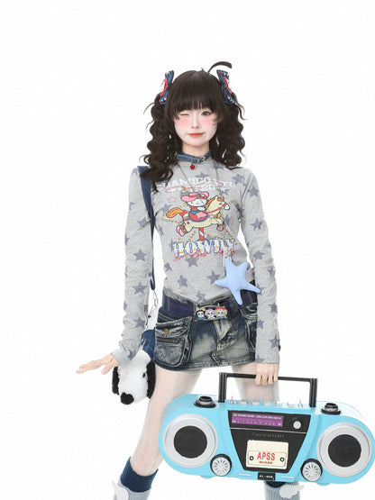 Languid Park - Star Crop Long Sleeve Tee shirt Languid Park Grey S