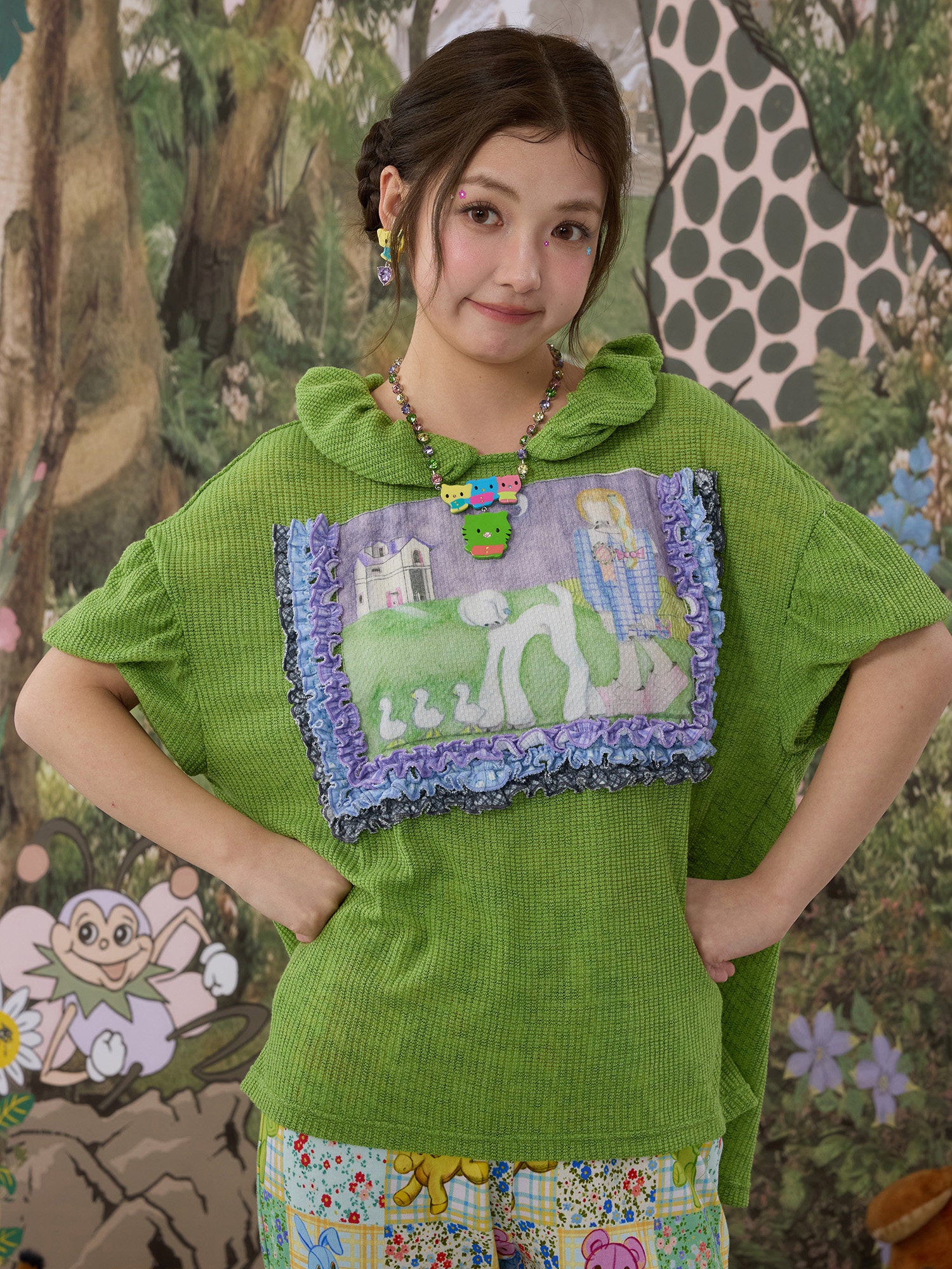 tntntutu - Green Ruffle Doll Collar Top shirt tntntutu