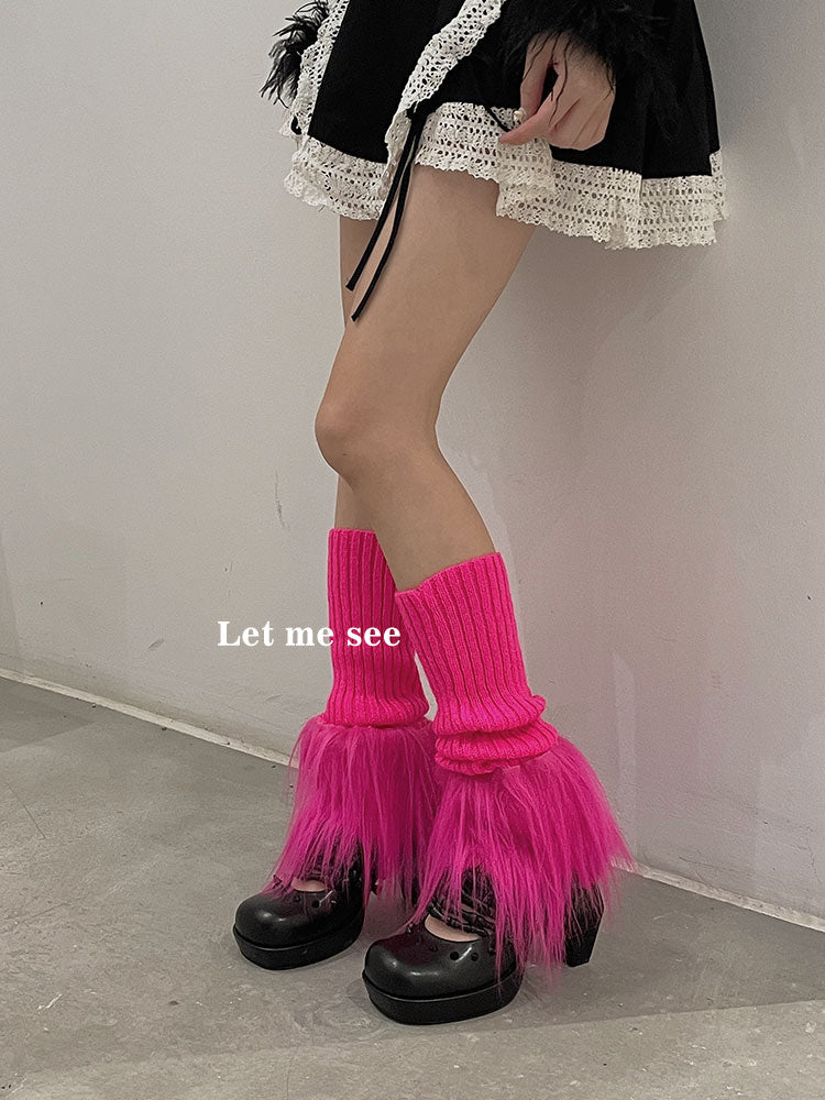 LET ME SEE Cute Leg Warmers | Fuzzy Knit Leg Warmers | Japanese Decora Style Shoe Covers